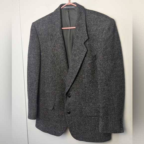 HARRIS TWEED Men Blazer Vintage 100% Virgin Scottish Wool Hand Made In Canada - Picture 1 of 10